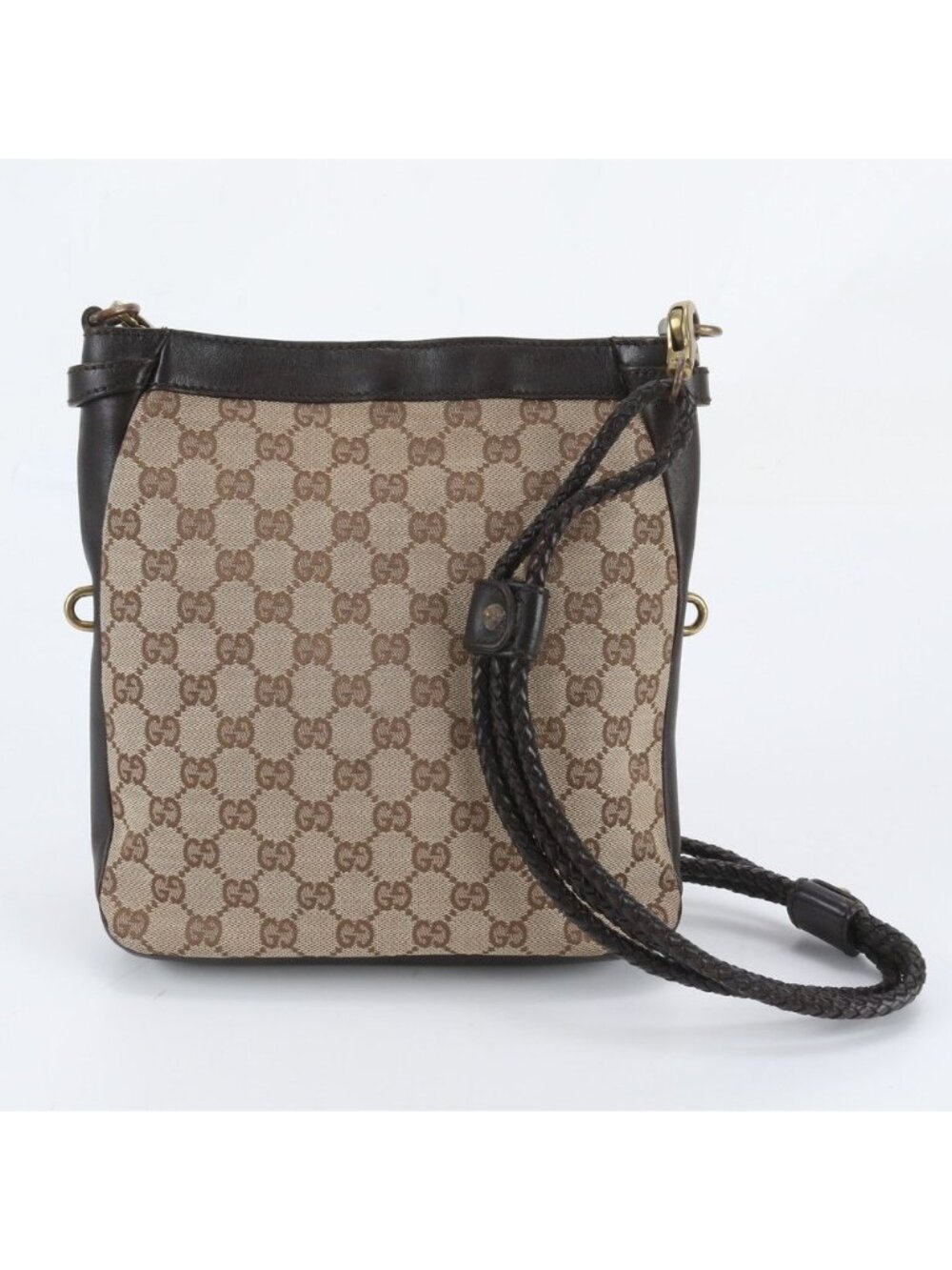Gucci GG Canvas Leather Shoulder Bag Crossbody Messenger Business